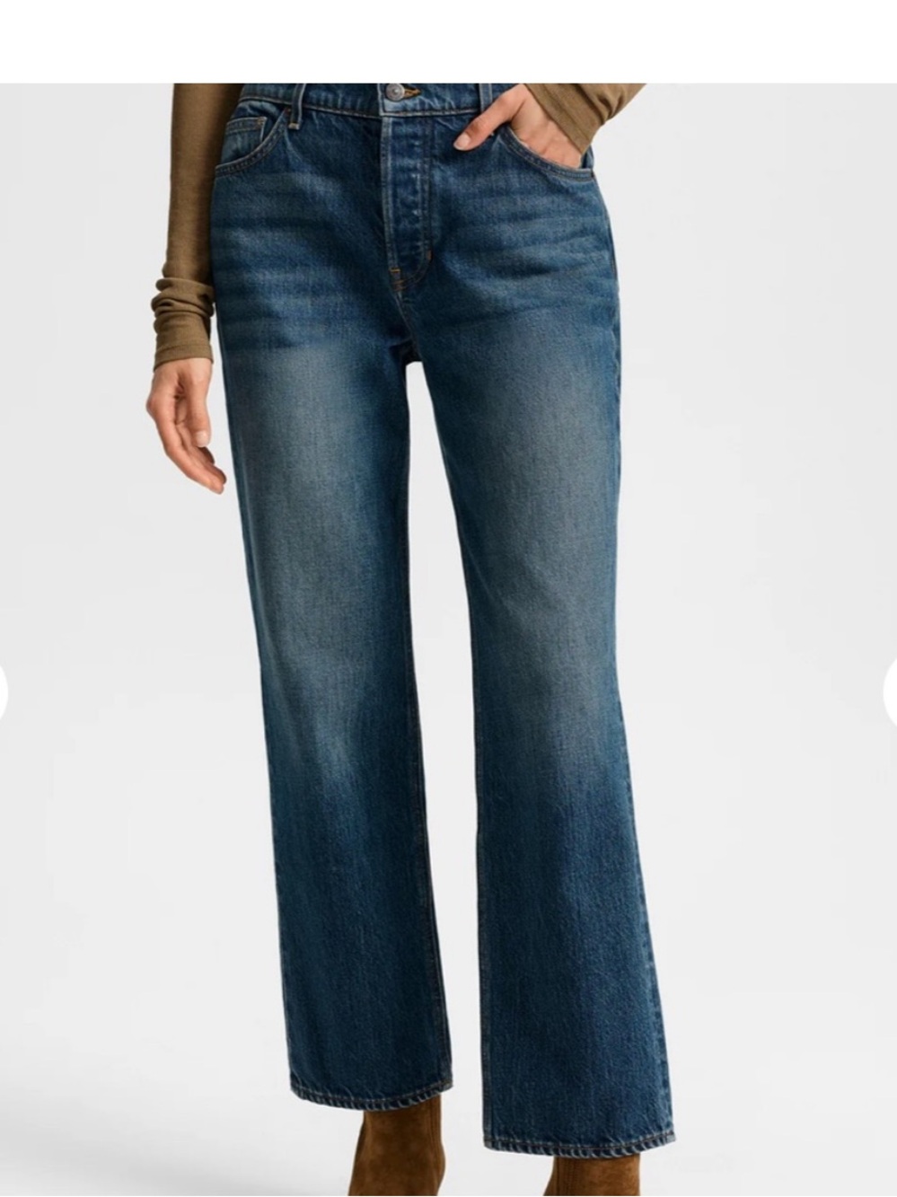 Veronica Beard Leah Straight Leg Mid Rise Jeans Equinox Blue Size 27.